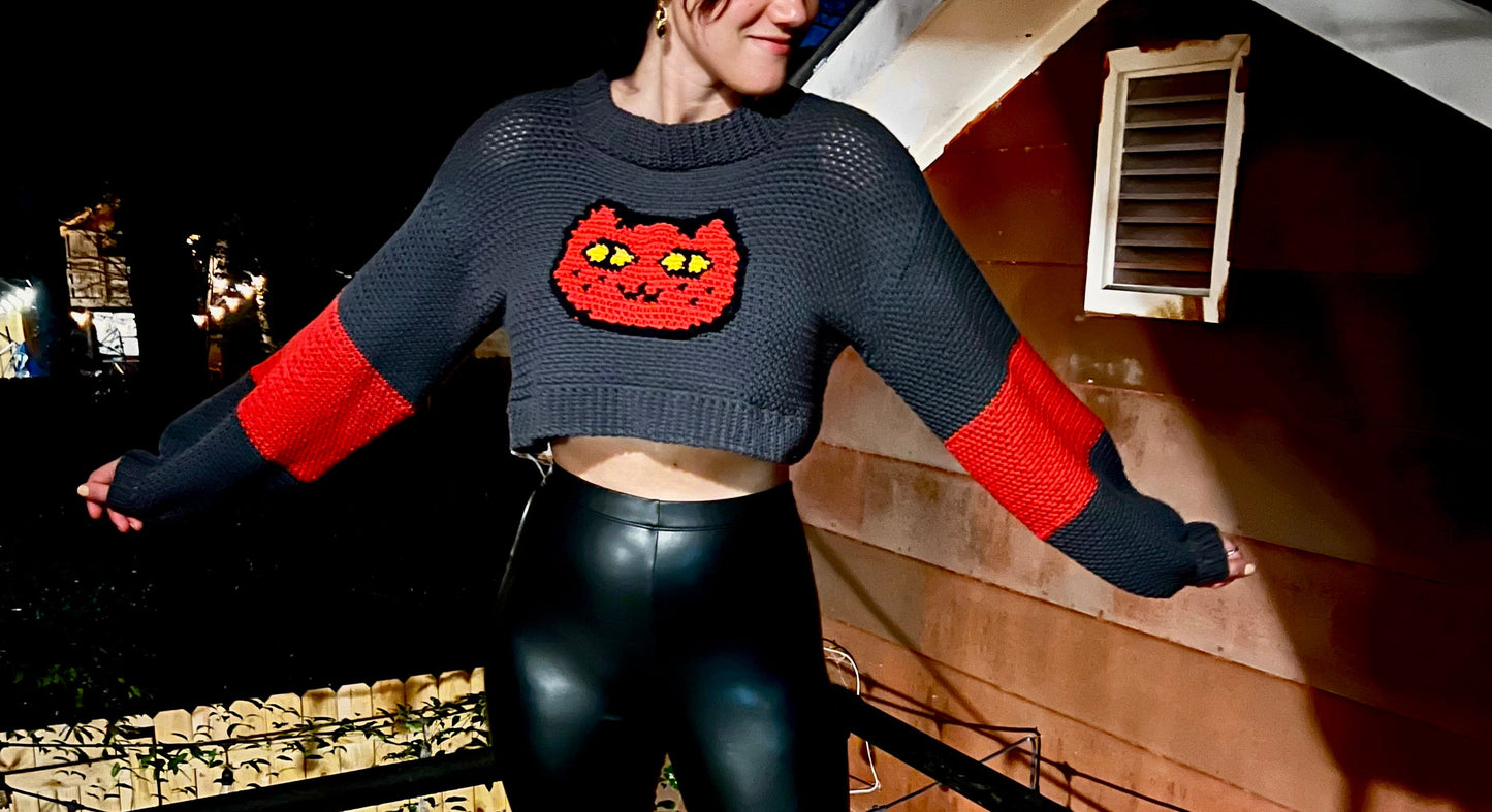 Vampire Queen Sweater CROCHET SWEATER PATTERN - CHOOSE WHAT YOU PAY! - cropped sweater